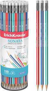Карандаш чернографитный EK "SONATA" HB, с ластиком