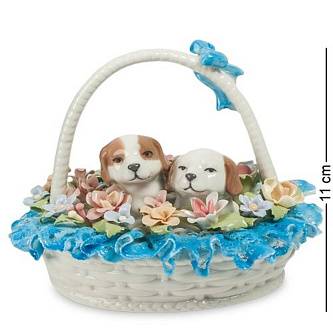 Фигурка ''Щенки в цветочной корзине'' Pavone фарфор