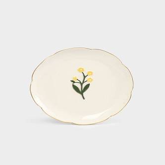 Тарелка Желтые цветы Gentle flower керам  молочн/золот кант 17 с