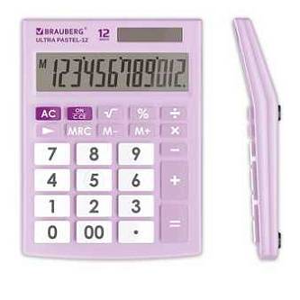 Калькулятор BRAUBERG 12 разр ULTRA PASTEL-12-PR сирен