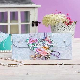 Конверт для денег ручной работы «С Днем Свадьбы», в ассортименте