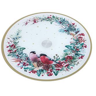 Тортовница вращающаяся "Снегири" 32х2,5 см
