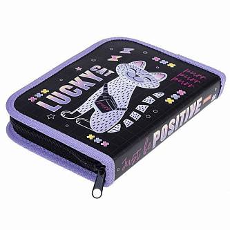 Пенал Hatber "Lucky Cat" 190х130мм, 1 отд, с откид.планкой, 3D ф