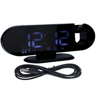 Часы электронные чёрный 21х10х2.5см