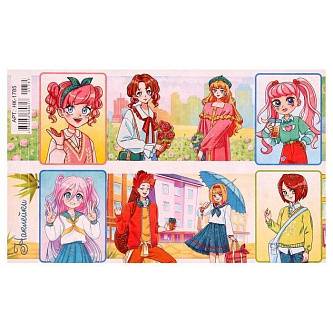 Наклейки "Аниме Друзья" глиттер 16*9,7см