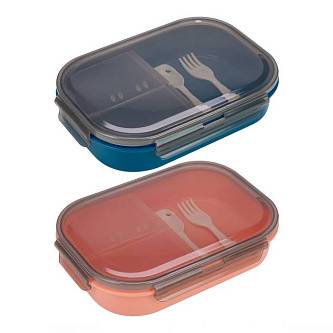 Ланч-бокс с тремя отделен. вилка/ложка "Форма" ассортим. 1000 мл