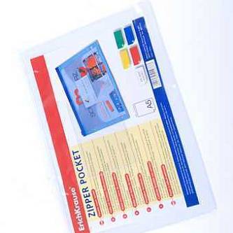 Пакет на гиб. молн. EK A5 прозрачный (цвет молнии в асс.)