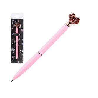 Ручка шариковая "Сердце" розовый корпус, синяя