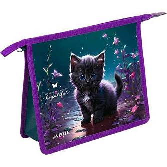 Папка д/тетр А5 3D текстиль молния Beautiful Cat deVENTE