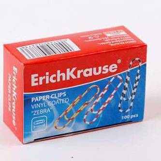 Скрепки Erich Krause 28мм, 100шт, зебра