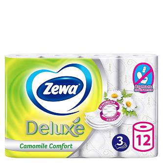 Туалетная бумага Zewa Deluxe Ромашка, 3 сл, 12 рул
