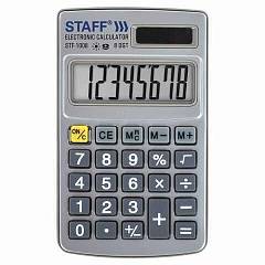 Калькулятор карманный  STAFF мет 103х62мм 8разр двойн пит, сер, фото №1