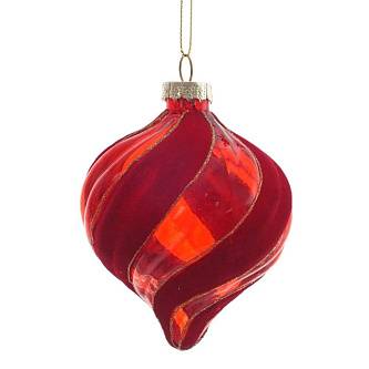 Украшение стекло "Капля", L8 W8 H11 см красный