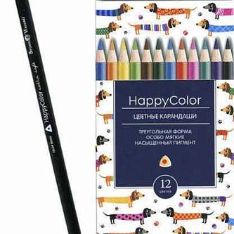 Карандаши 12цв HappyColor трехгран дер,подвес