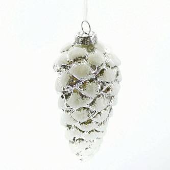 Украшение елочное стекло "Шишка", L6 W6 H13,5 см