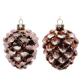 Украшение елочное стекло "Снежная шишка" 11 см