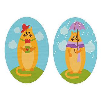 Картина по номерам 9*9см холст магнит Рыжий котик 2шт Фрея