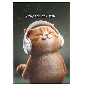 Тетрадь д/нот А4 32л "КОТ-МЕЛОМАН" скрепка