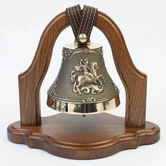 Колокол Георгий Победоносец на подставке средний бронза