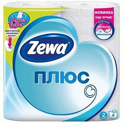 Туалетная бумага Zewa Plus Белая 2 сл 4 шт, фото №1