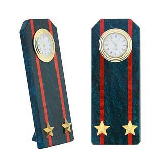 Часы камень "Погон подполковник" змеевик