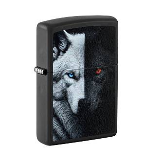 Зажигалка ZIPPO Classic Two Wolves Black Matte