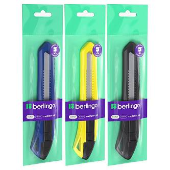 Нож канцелярский Berlingo "Razzor 100" 18мм, push-lock, ассорти