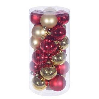 Набор шаров" 24 шт (золотой и красный), D 6см