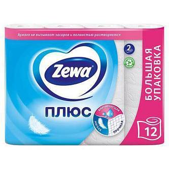 Туалетная бумага Zewa Плюс Белая, 2 сл, 12 рул