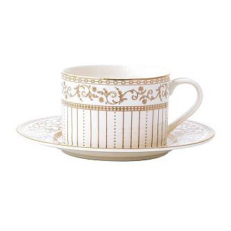 Чайная пара 1пер 2 пр 220 мл фарфор N белая с золот орнаментом