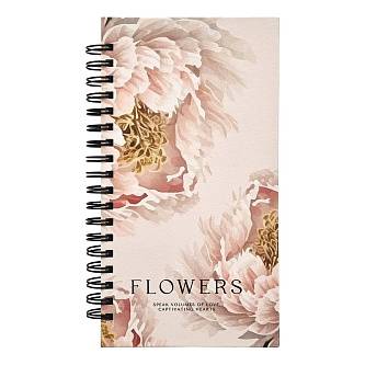 Блокнот А6+ 100л "Пионы", персиковый 94х174 мм, тв.обл, спираль