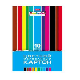 Картон цветной "Креатив сет" 10л 10цв мелованный в папке