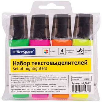 Набор текстовыделителей OfficeSpace 1-5мм 4шт.