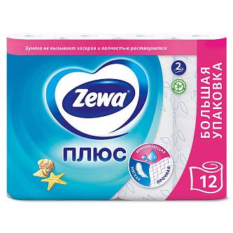 Туалетная бумага Zемма/Zewa Плюс Океан свежесть, 2 сл, 12 рул