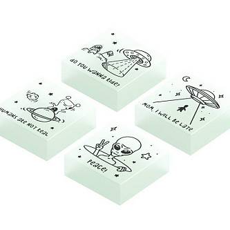 Ластик Berlingo "Aliens" 28*28*12мм, флуоресцентный