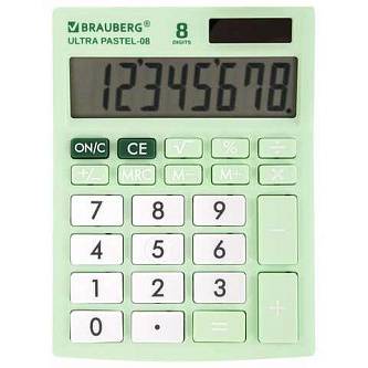 Калькулятор BRAUBERG 8 разр, дв питание, МЯТНЫЙ 154*115