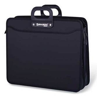 Портфель пластиковый BRAUBERG, А3, 3 отд, на молнии, черный