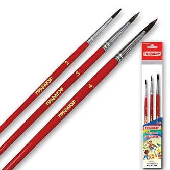 Набор кистей ПИФАГОР Школьник (пони кр. № 2 3 4) 3шт