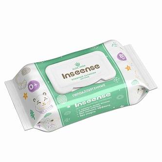 Детские вл.салфетки Inseense 80шт с Алоэ Вера с крышкой