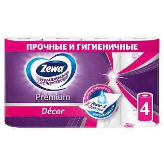 Полотенца бумажные Zемма/Zewa Premium Декор, 4 рул