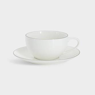 Пара чайная White Platinum 1 перс 2 пр фарф бел/сереб кант 260мл