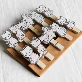 Набор декоративных прищепок "Котики" 10 шт.