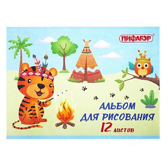 Альбом д/рис  А4 12 л скоба 100г "Пикник" Пифагор