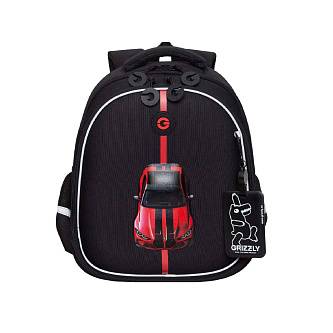 Рюкзак школьный Grizzly с фирм картхолд на держ черн-красн
