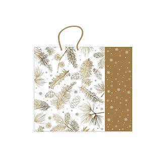 Сумка подарочная "Еловые веточки" мат.лам.и тис.фол.26х32х10см