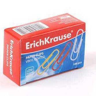 Скрепки "Erich Krause" 28мм, 100шт, цветные