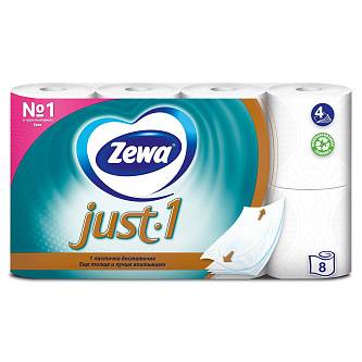 Туалетная бумага Zewa Just 1, 4 сл, 8 рул
