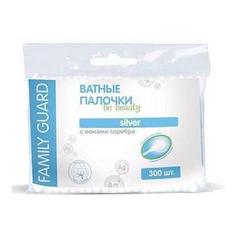 Ватные палочки Family Guard 300 шт zip-пакет с ионами серебра