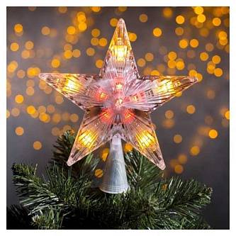 Верхушка на елку "Звезда белая" 18х18см пласт 20LED мульт