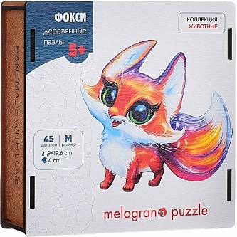 Пазл фигурный дер ANIMALS Лисичка Фокси 45дет 20*25см/4см